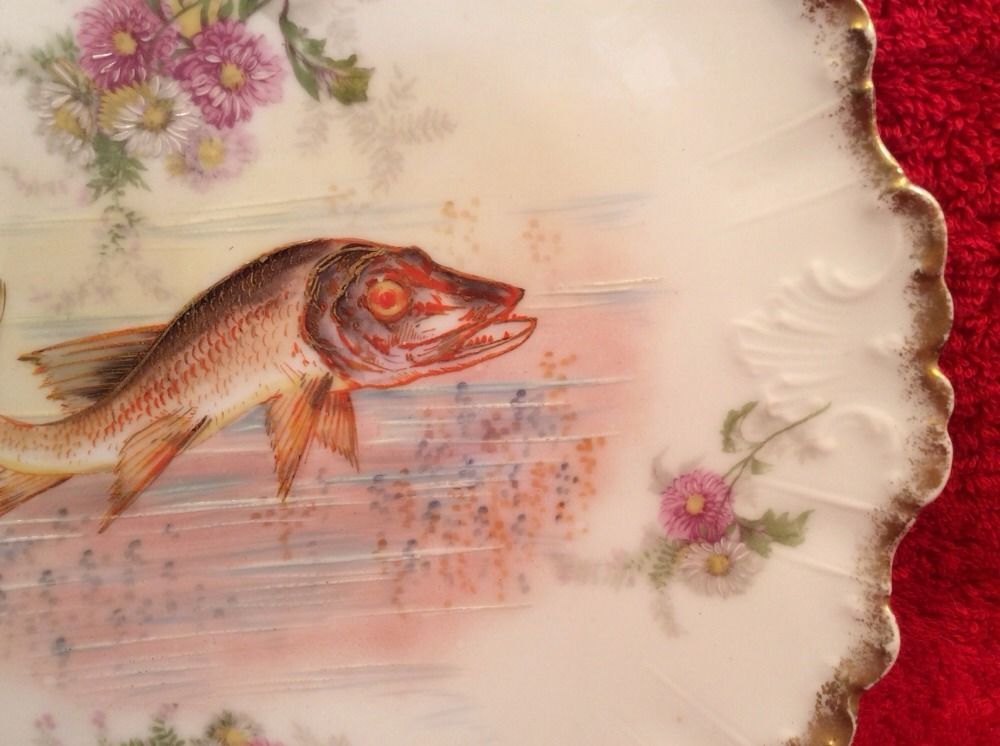 Antique Hand Painted Limoges Fish Plate, L289