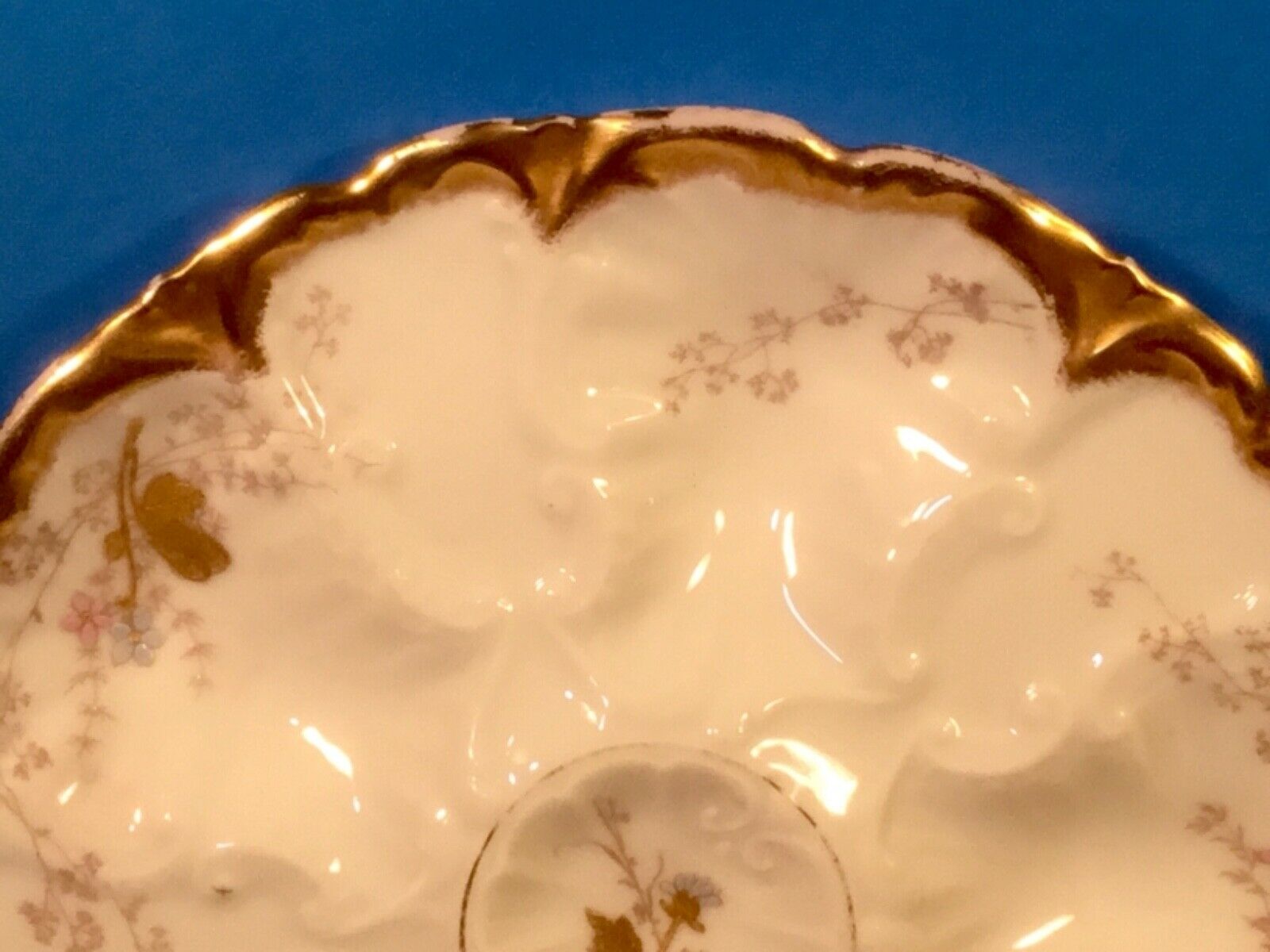 Antique Oyster Plate w/ Gold c.1890 